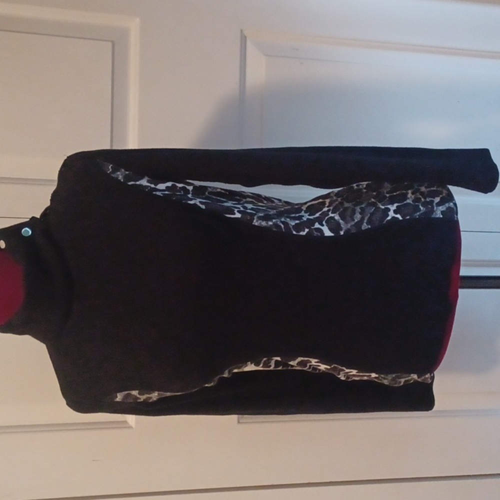 Cache Black and Gray Cowl Neck Sweater - S